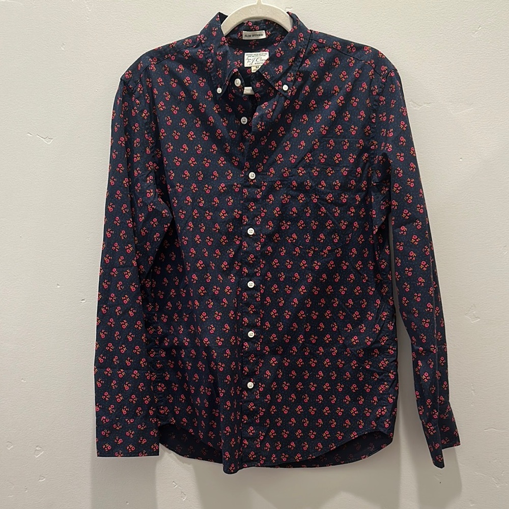 JCrew Mens Blue & Red Button Down Shirt with Lightweight Fabric